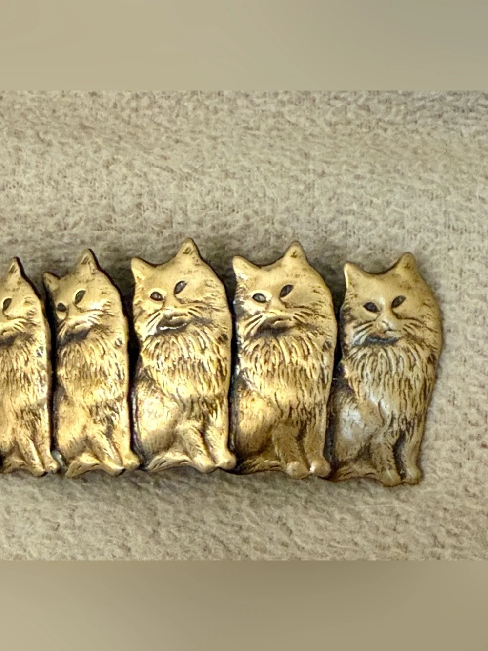 Vintage Multiple Sitting Cat Gold Tone Cute Metal Barrette
